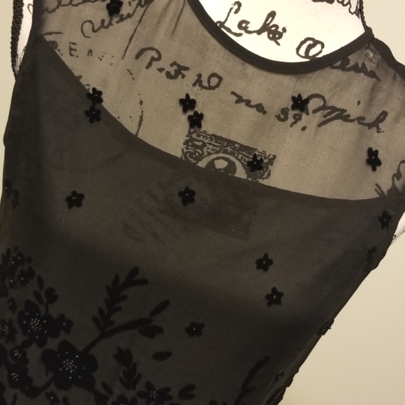Black silk and velvet sleeveless top - Picture 3 of 10